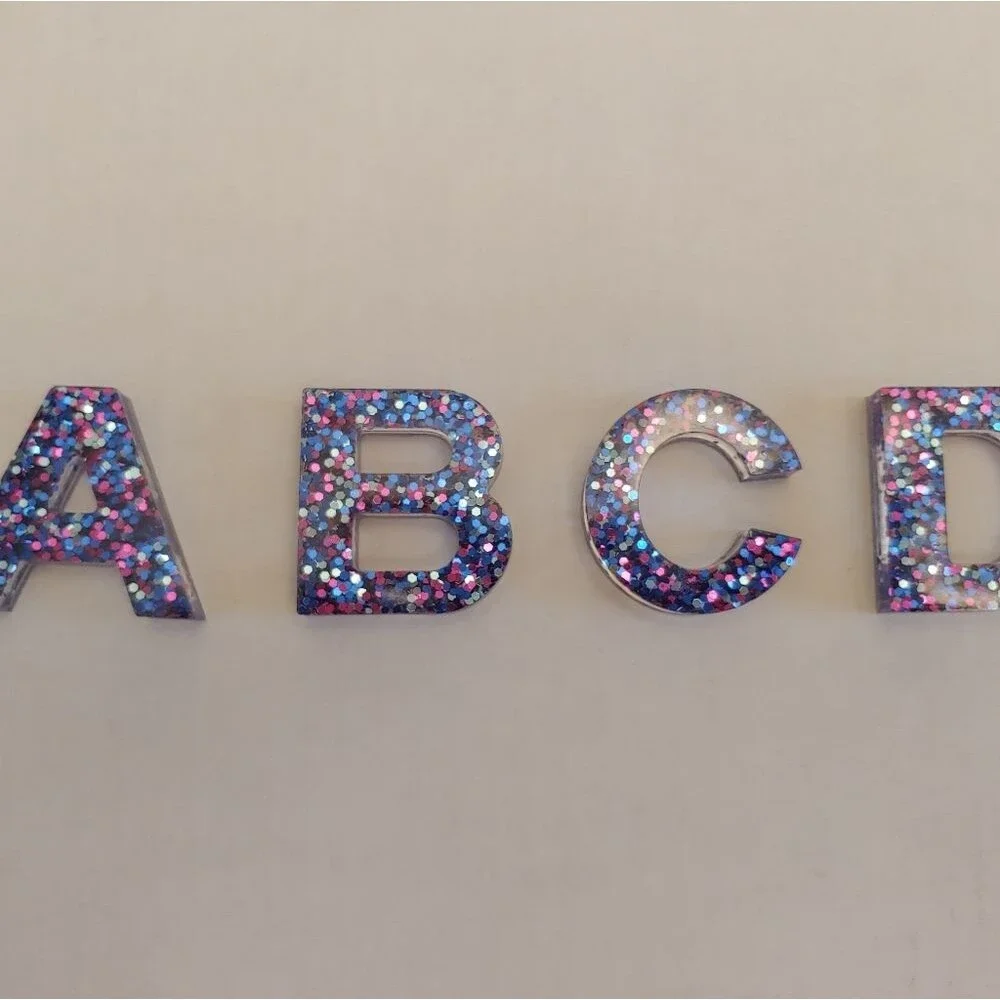 Alphabet & Number Set w/ Blue, Pink & Silver Glitt